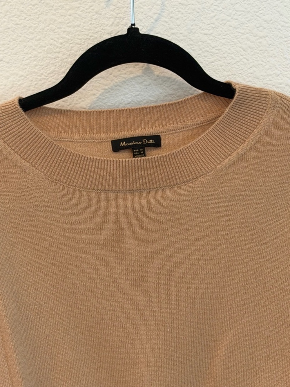 Cashmere Massimo Dutti Women's Camel/Tan Crewneck Sweater